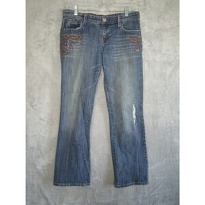 American Eagle Outfitters Jeans Women's 10 Regular Bootcut Embroidered Blue Deni